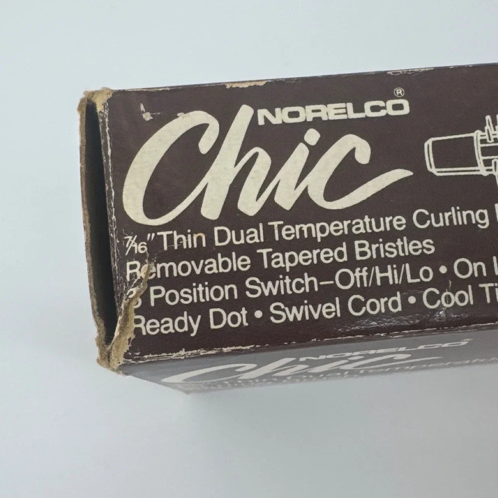 Norelco Chic CCB21 Women Curling Brush 7/16 Inch Brown Dual Temp Vintage 1983